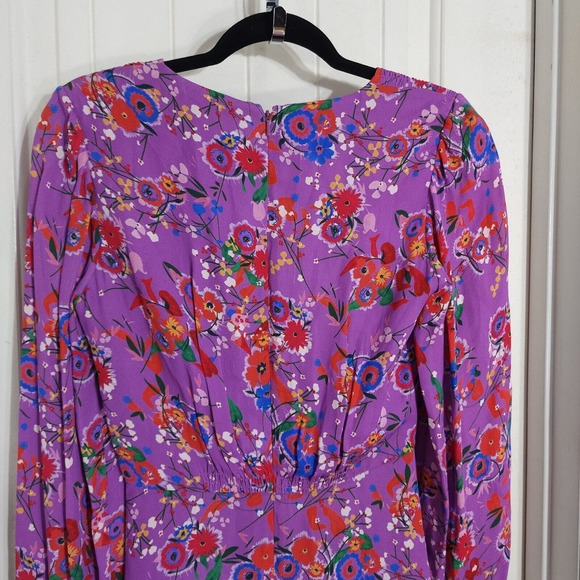 Saloni Womens Dress Eve Mini Button Lilac Pimpernel Purple Floral Prairie Size 2 - Picture 6 of 16